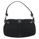Salvatore Ferragamo Gancini Shoulder Bag Canvas Black Silver Auth 182658A-3