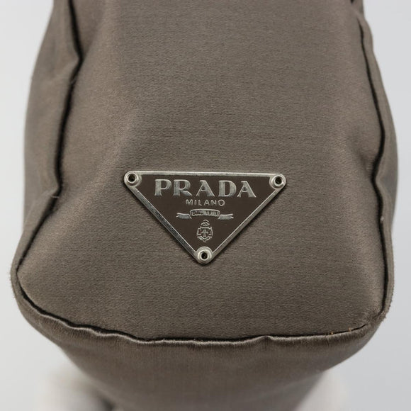 PRADA Handtasje Satijn Grijs Zilver Auth 182660A
