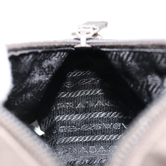PRADA Handtasje Satijn Grijs Zilver Auth 182660A