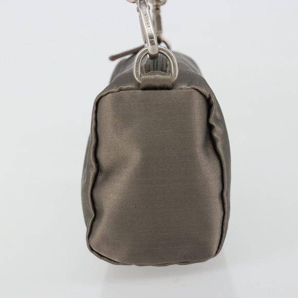 PRADA Handtasje Satijn Grijs Zilver Auth 182660A