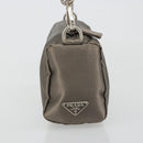 PRADA Handtasje Satijn Grijs Zilver Auth 182660A-4