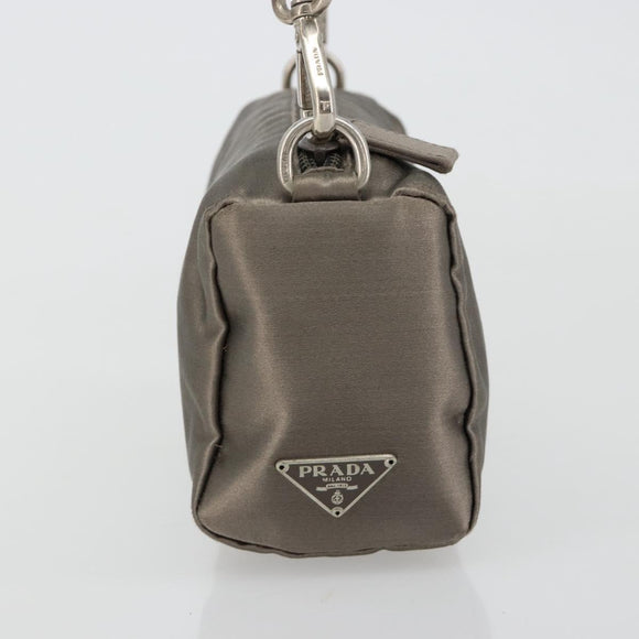 PRADA Handtasje Satijn Grijs Zilver Auth 182660A
