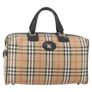 Burberrys Nova Check Boston Bag Canvas Beige Gold Auth 182661-1