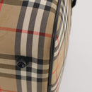 Burberrys Nova Check Boston Bag Canvas Beige Gold Auth 182661-13