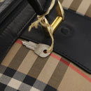 Burberrys Nova Check Boston Bag Canvas Beige Gold Auth 182661-15