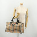 Burberrys Nova Check Boston Bag Canvas Beige Gold Auth 182661-22