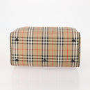 Burberrys Nova Check Boston Bag Canvas Beige Gold Auth 182661-9