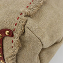 Miu Miu Hand Bag Canvas Beige Gold Auth 182663A-9