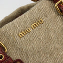 Miu Miu Hand Bag Canvas Beige Gold Auth 182663A-17