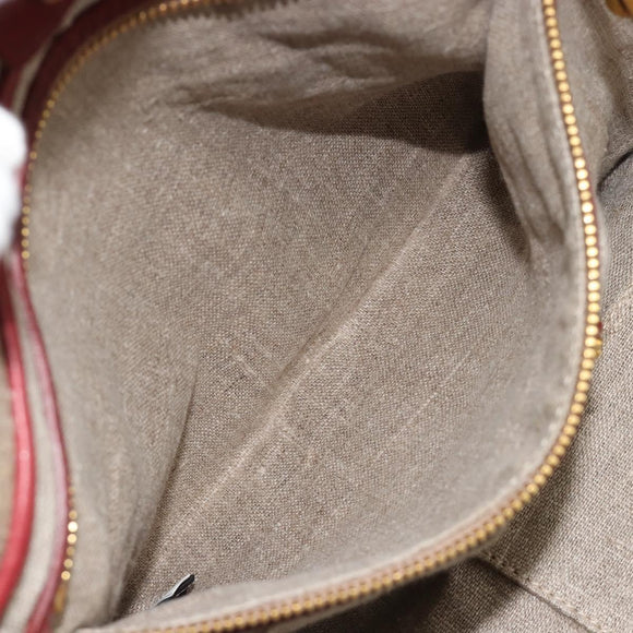 Miu Miu Hand Bag Canvas Beige Gold Auth 182663A