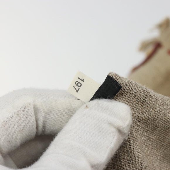 Miu Miu Hand Bag Canvas Beige Gold Auth 182663A