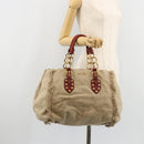 Miu Miu Hand Bag Canvas Beige Gold Auth 182663A-24