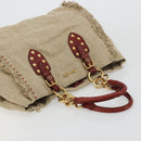 Miu Miu Hand Bag Canvas Beige Gold Auth 182663A-6