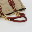 Miu Miu Hand Bag Canvas Beige Gold Auth 182663A-7