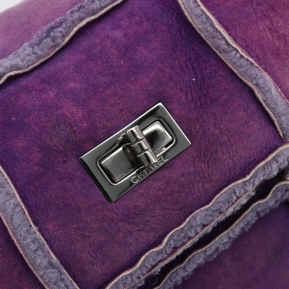 CHANEL 2.55 Chain Shoulder Bag Mouton Purple CC Auth 182666A
