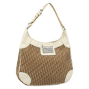 Christian Dior Trotter Canvas Shoulder Bag Beige Silver Auth 182667-1