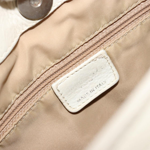 Christian Dior Trotter Canvas Shoulder Bag Beige Silver Auth 182667