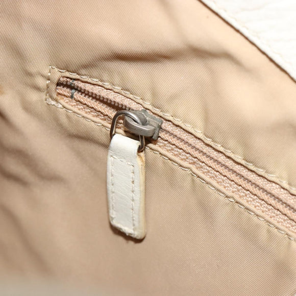 Christian Dior Trotter Canvas Shoulder Bag Beige Silver Auth 182667