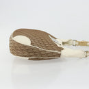Christian Dior Trotter Canvas Shoulder Bag Beige Silver Auth 182667-4