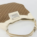 Christian Dior Trotter Canvas Shoulder Bag Beige Silver Auth 182667-6