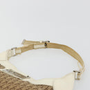 Christian Dior Trotter Canvas Shoulder Bag Beige Silver Auth 182667-8