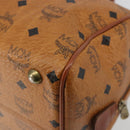 MCM Vicetos Logogram Boston Bag PVC Leather Brown Gold Auth 182670-12