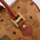 MCM Vicetos Logogram Boston Bag PVC Leather Brown Gold Auth 182670-14