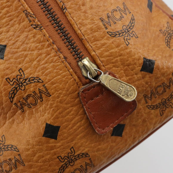MCM Vicetos Logogram Boston Bag PVC Leather Brown Gold Auth 182670