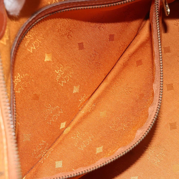 MCM Vicetos Logogram Boston Bag PVC Leather Brown Gold Auth 182670