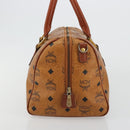 MCM Vicetos Logogram Boston Bag PVC Leather Brown Gold Auth 182670-4