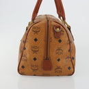 MCM Vicetos Logogram Boston Bag PVC Leather Brown Gold Auth 182670-5