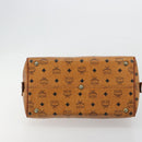 MCM Vicetos Logogram Boston Bag PVC Leather Brown Gold Auth 182670-9