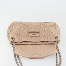 PRADA Gathered Chain Shoulder Bag Leather Pink Silver Auth 182672A-10