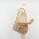 PRADA Gathered Chain Shoulder Bag Leather Pink Silver Auth 182672A-24