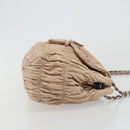 PRADA Gathered Chain Shoulder Bag Leather Pink Silver Auth 182672A-3