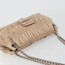 PRADA Gathered Chain Shoulder Bag Leather Pink Silver Auth 182672A-6