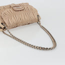 PRADA Gathered Chain Shoulder Bag Leather Pink Silver Auth 182672A-7