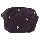 Salvatore Ferragamo Vala Shoulder Bag Suede Purple Gold Auth 182673-1