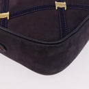 Salvatore Ferragamo Vala Shoulder Bag Suede Purple Gold Auth 182673-9