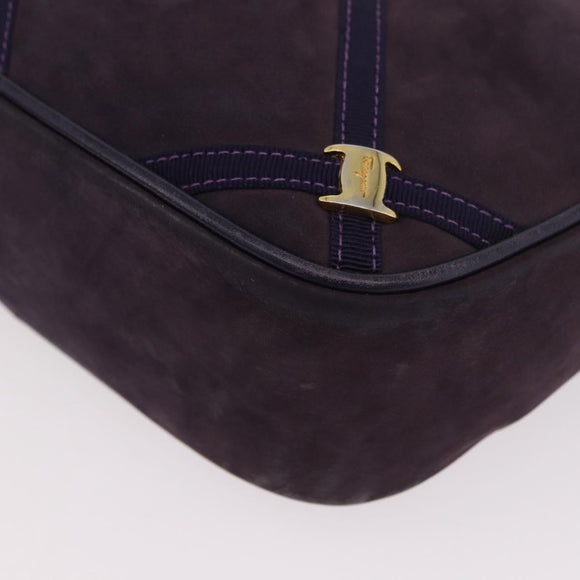 Salvatore Ferragamo Vala Shoulder Bag Suede Purple Gold Auth 182673