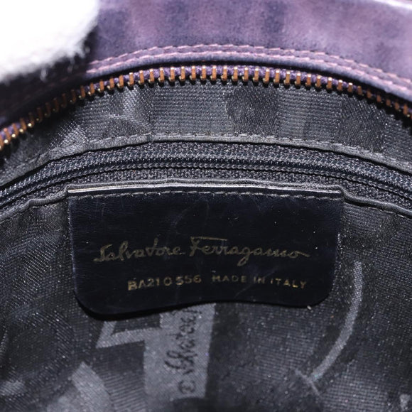 Salvatore Ferragamo Vala Shoulder Bag Suede Purple Gold Auth 182673