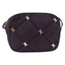 Salvatore Ferragamo Vala Shoulder Bag Suede Purple Gold Auth 182673-13