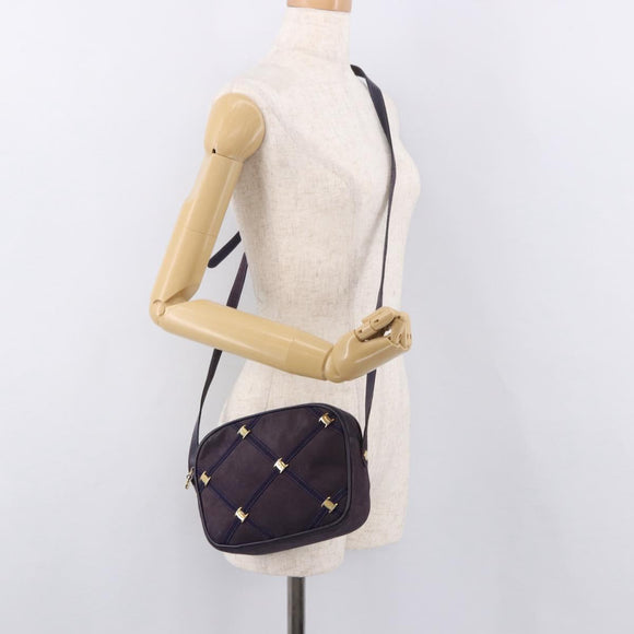 Salvatore Ferragamo Vala Shoulder Bag Suede Purple Gold Auth 182673