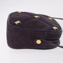Salvatore Ferragamo Vala Shoulder Bag Suede Purple Gold Auth 182673-3