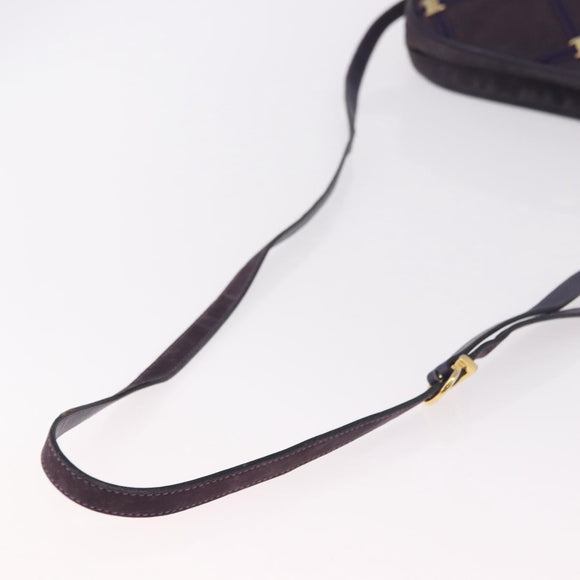 Salvatore Ferragamo Vala Shoulder Bag Suede Purple Gold Auth 182673
