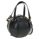 GUCCI Basketball Shape Hand Bag Leather 2way Black Gold 547855 Auth 182676SAM-1