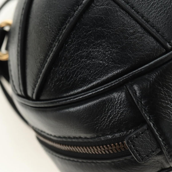 GUCCI Basketball Shape Hand Bag Leather 2way Black Gold 547855 Auth 182676SAM