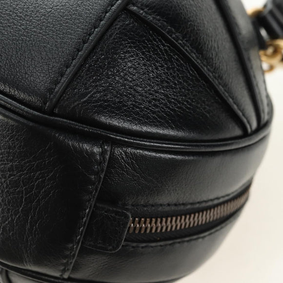 GUCCI Basketball Shape Hand Bag Leather 2way Black Gold 547855 Auth 182676SAM