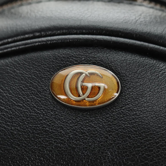 GUCCI Basketball Shape Hand Bag Leather 2way Black Gold 547855 Auth 182676SAM