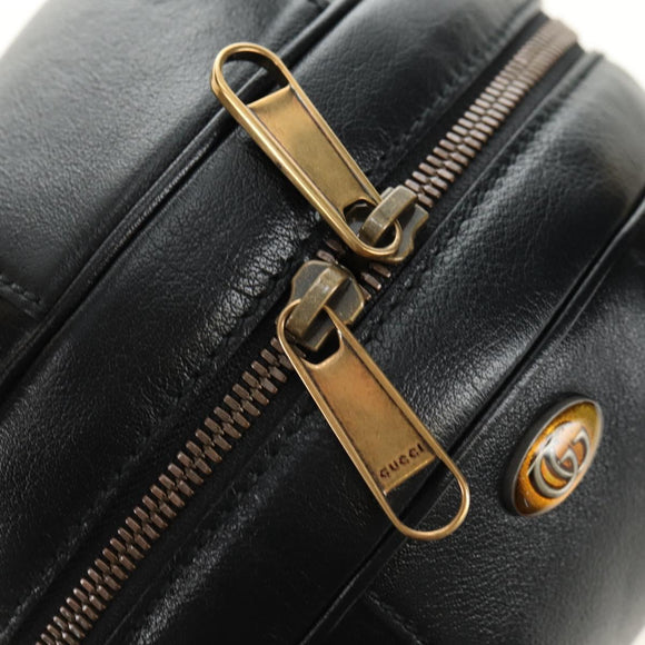 GUCCI Basketball Shape Hand Bag Leather 2way Black Gold 547855 Auth 182676SAM